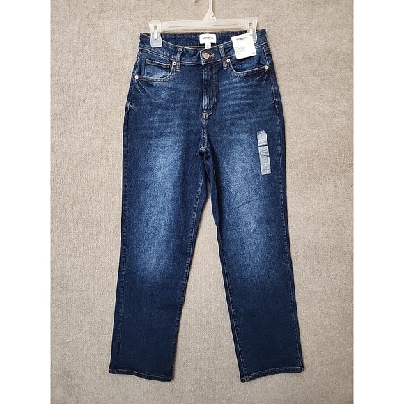 Sonoma Curvy High Rise Straight Jeans Womens 4 Blue Dark Wash Stretch NEW - Picture 2 of 10